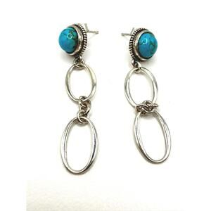 Genuine Natural Blue Ridge Turquoise Orbital Dangle Earrings | Hespera